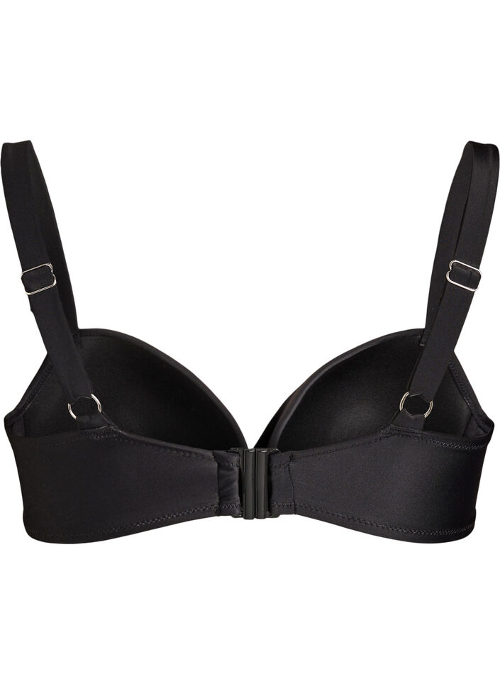 Bikini top met beugel en plooien, Zwart, Packshot image number 1