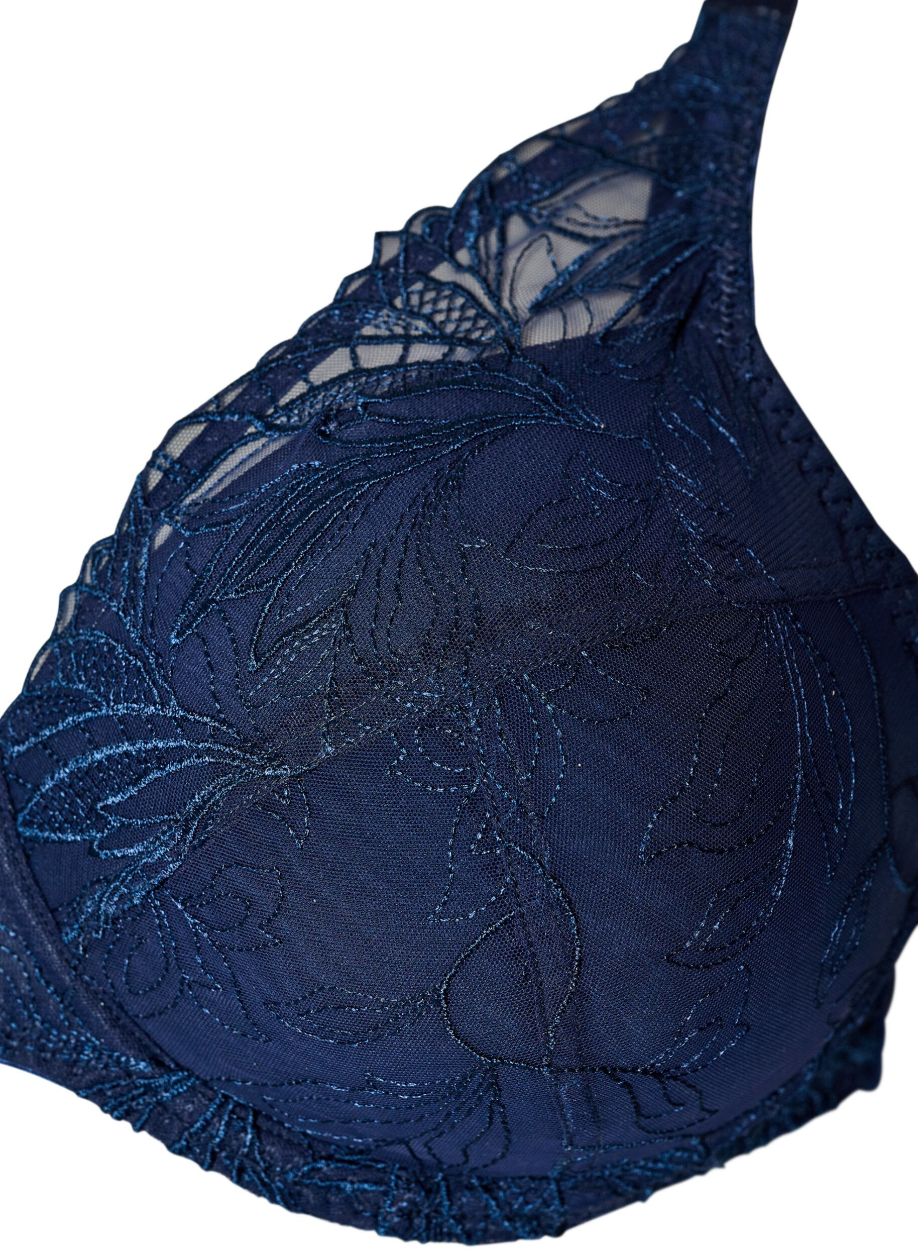 ZizziGewatteerde kanten beha met beugel, Blauw, Packshot image number 2