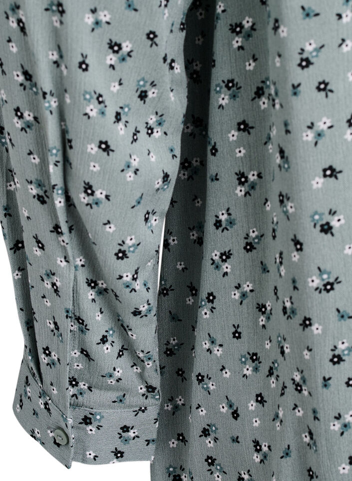 Lange blouse met bloemenprint, Groen, Packshot image number 3