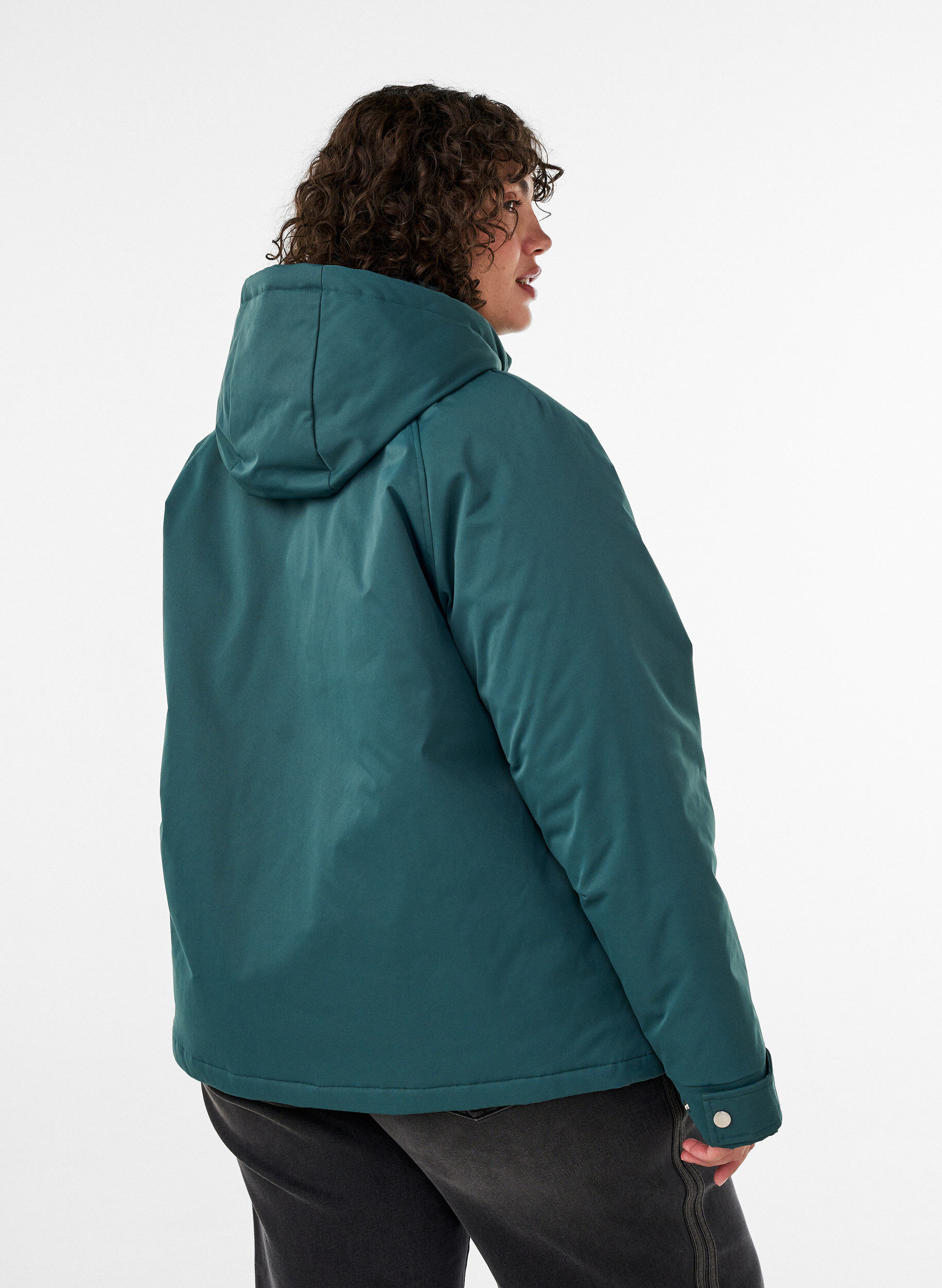 ZizziGewatteerde parka met afneembare capuchon, Groen, Model image number 2