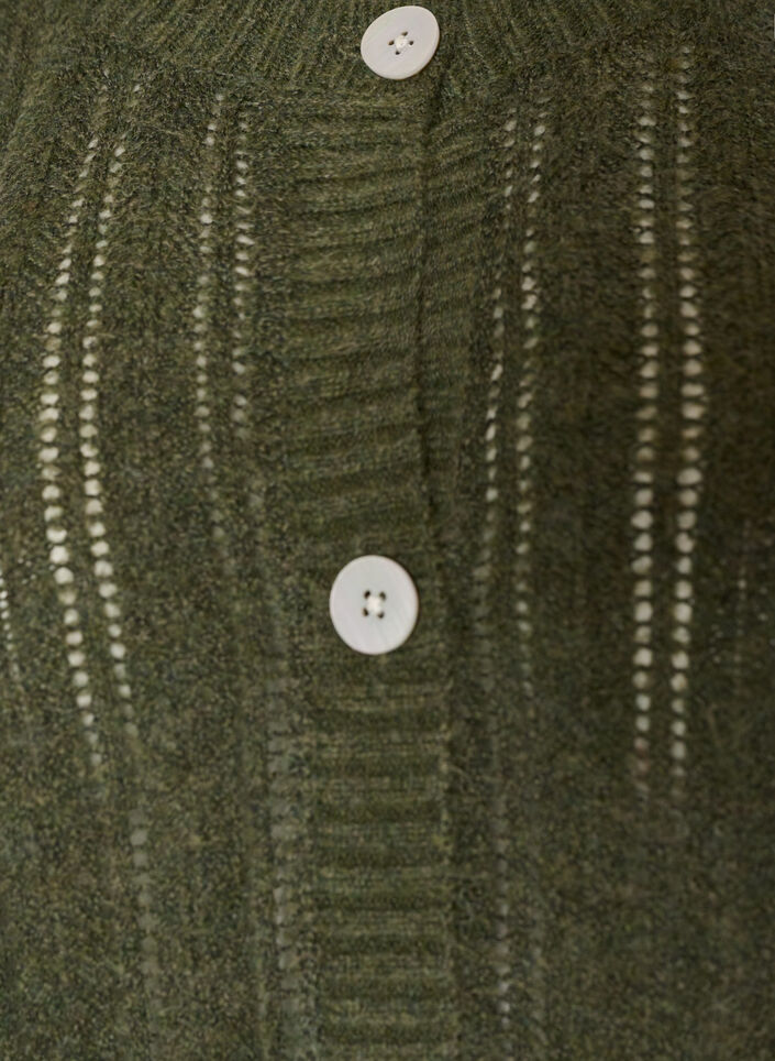 Gebreide vest met opengewerkt patroon, Groen, Packshot image number 2