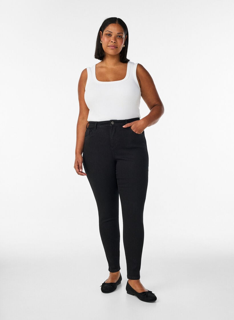 Jeans met super slanke pasvorm, Zwart, Model image number 0