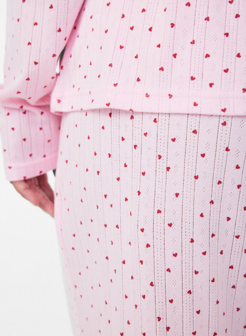 Organisch katoenen pyjamabroek met oogjesborduurwerk, Roze, Model image number 4