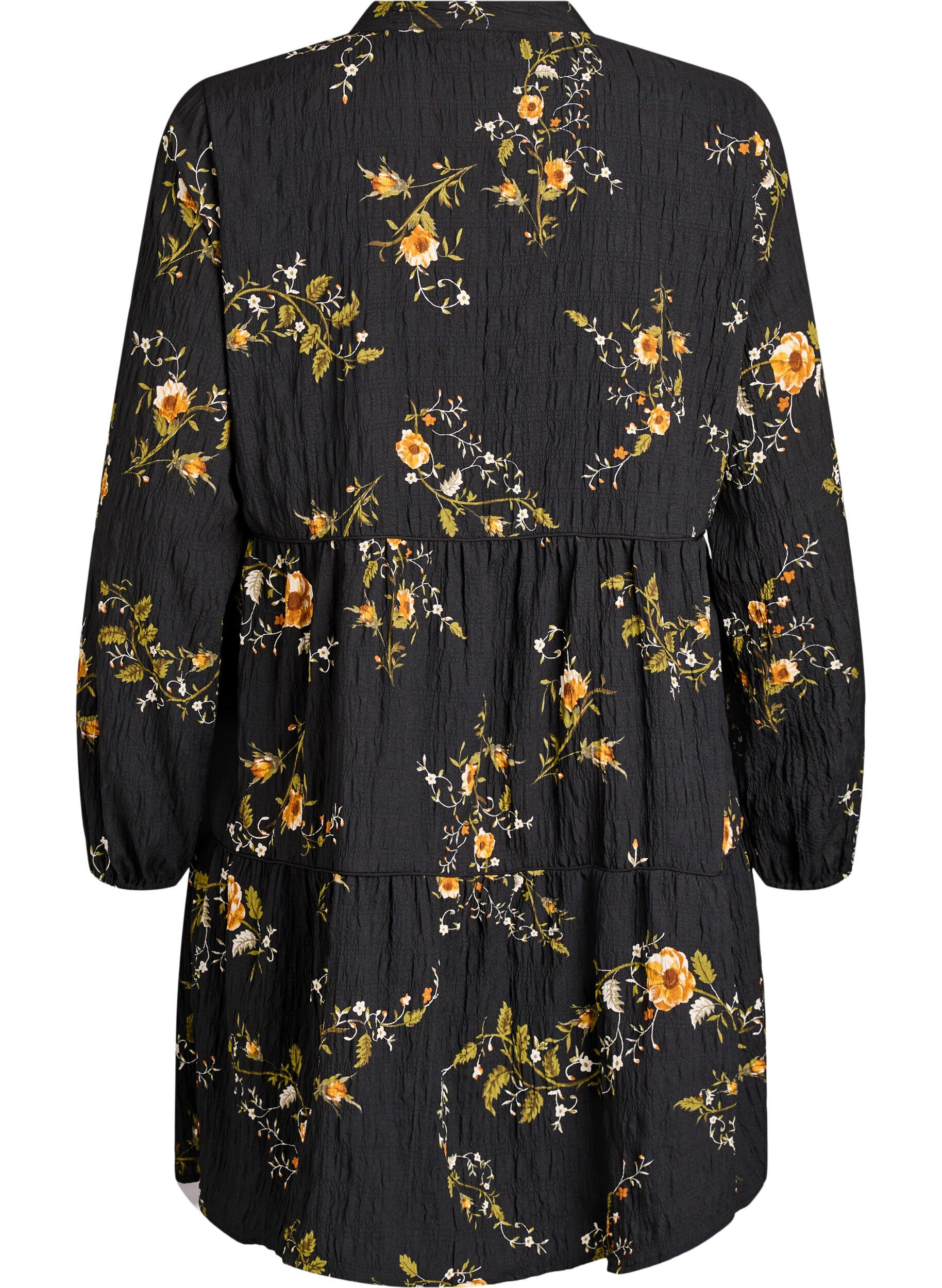 ZizziJurk met bloemenprint en striksluiting, Zwart, Packshot image number 1