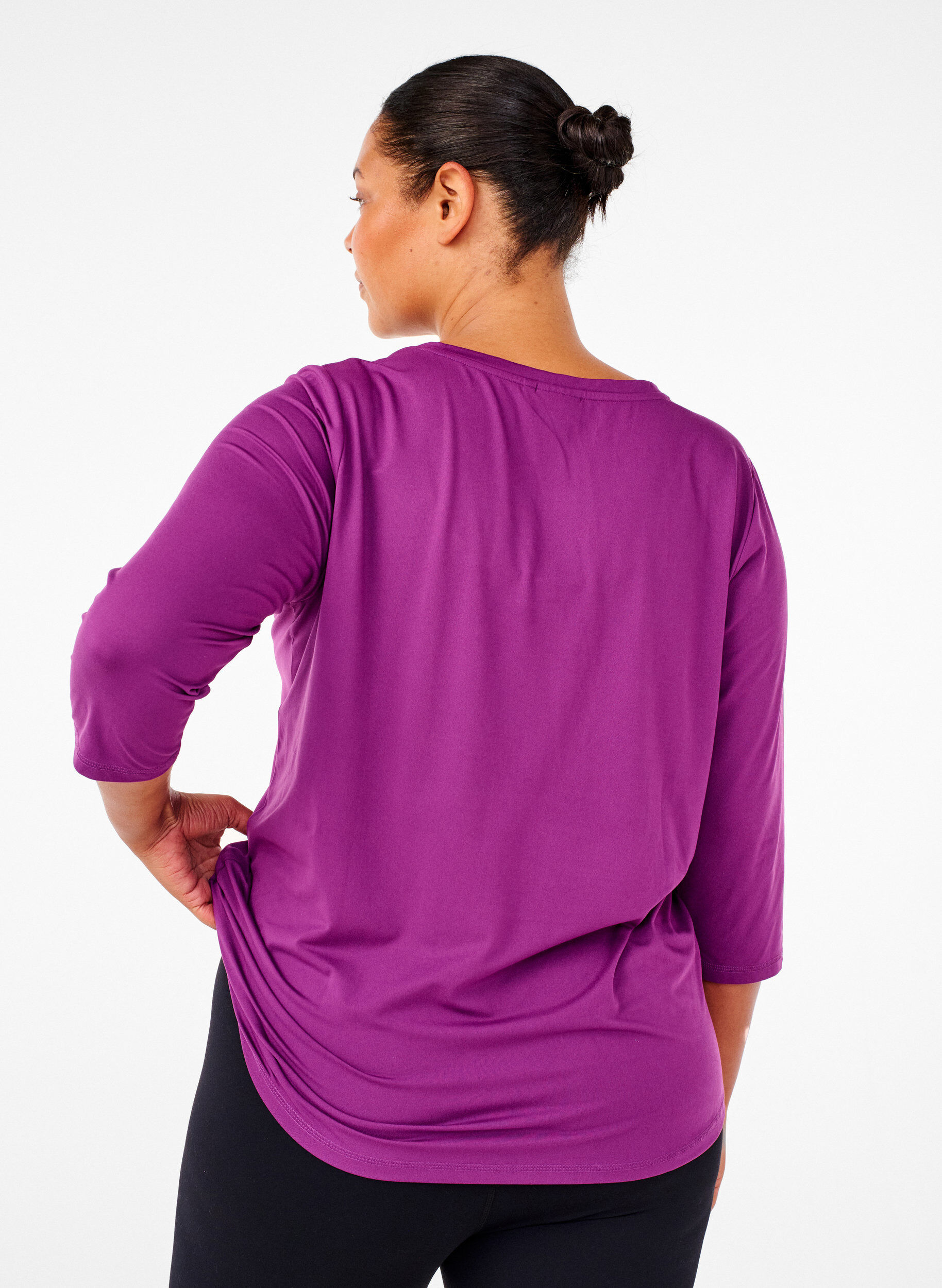 ZizziWork-out top met 3/4 mouwen, Paars, Model image number 1