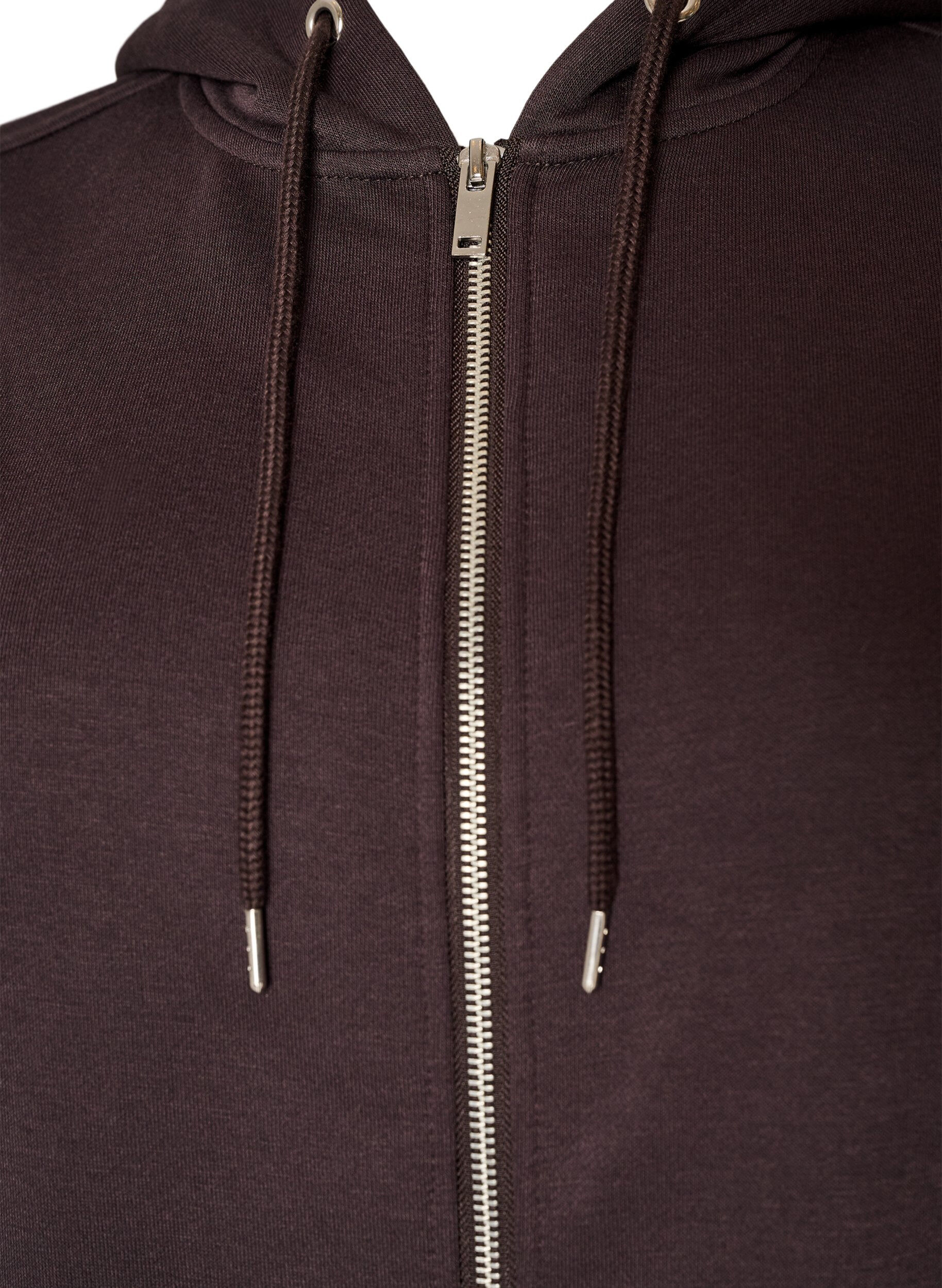 ZizziSweatshirt met capuchon, ritssluiting en zakken, Bruin, Packshot image number 2
