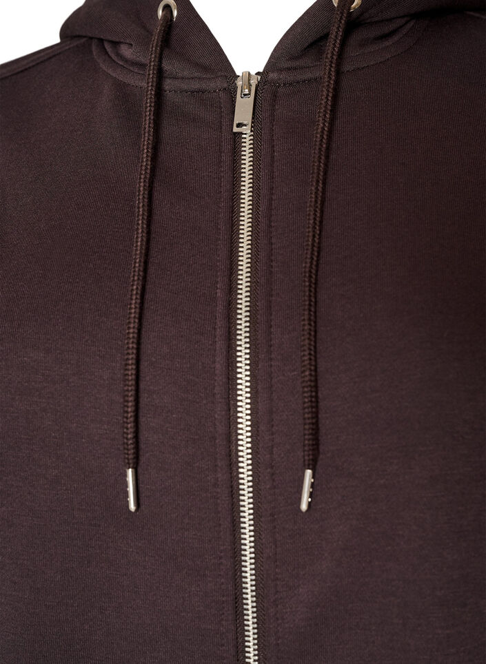 Sweatshirt met capuchon, ritssluiting en zakken, Bruin, Packshot image number 2