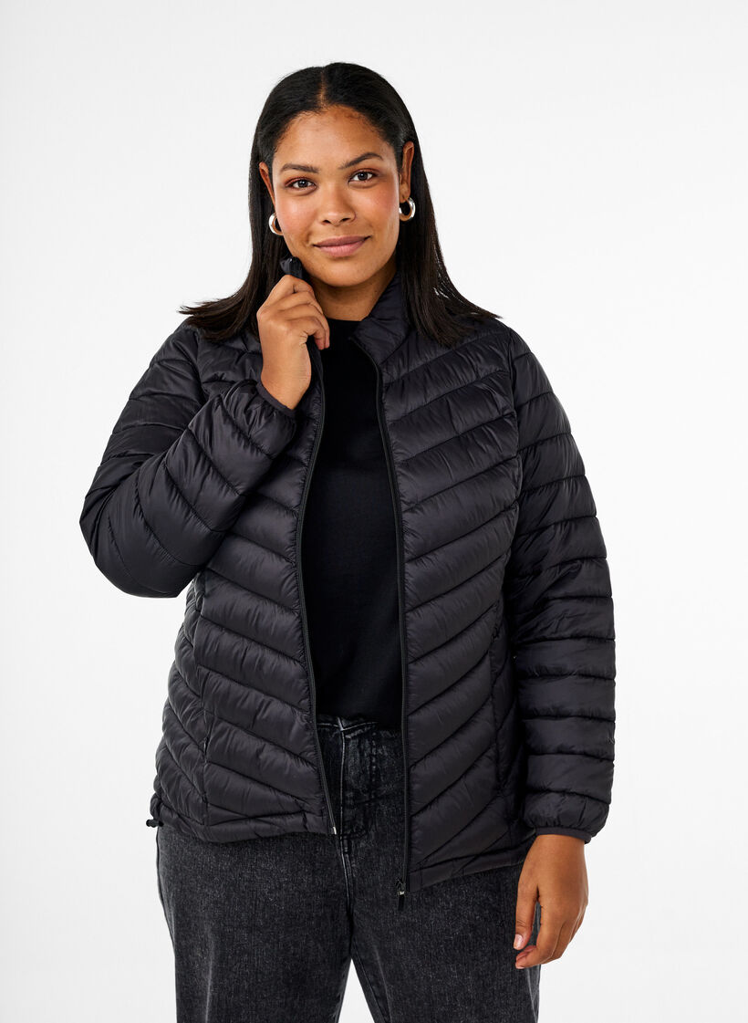 Lichtgewicht jas met zakken, Zwart, Model image number 0