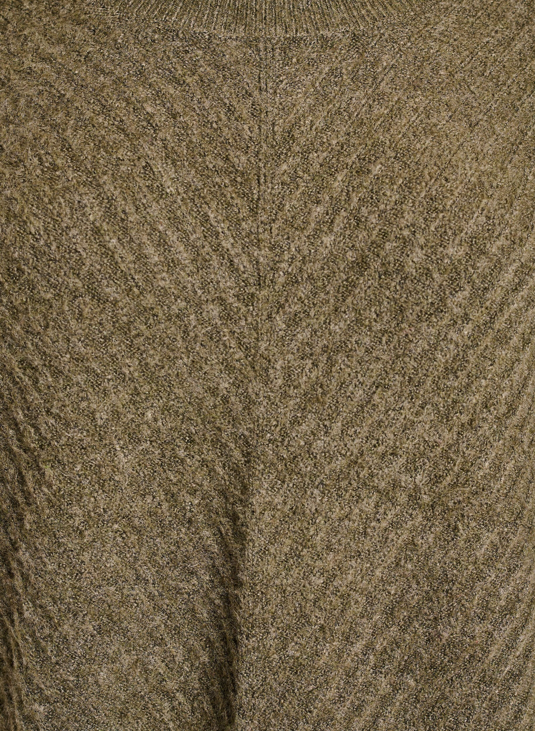 ZizziGebreide blouse met V-vormig geribd patroon en zijsplitjes, Groen, Packshot image number 2