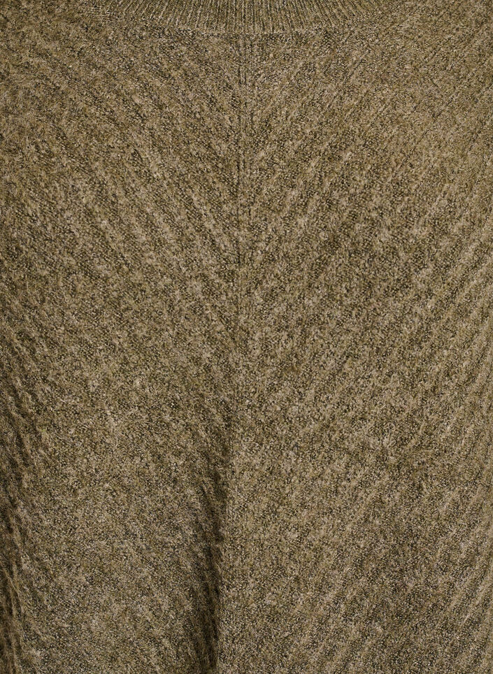 Gebreide blouse met V-vormig geribd patroon en zijsplitjes, Groen, Packshot image number 2