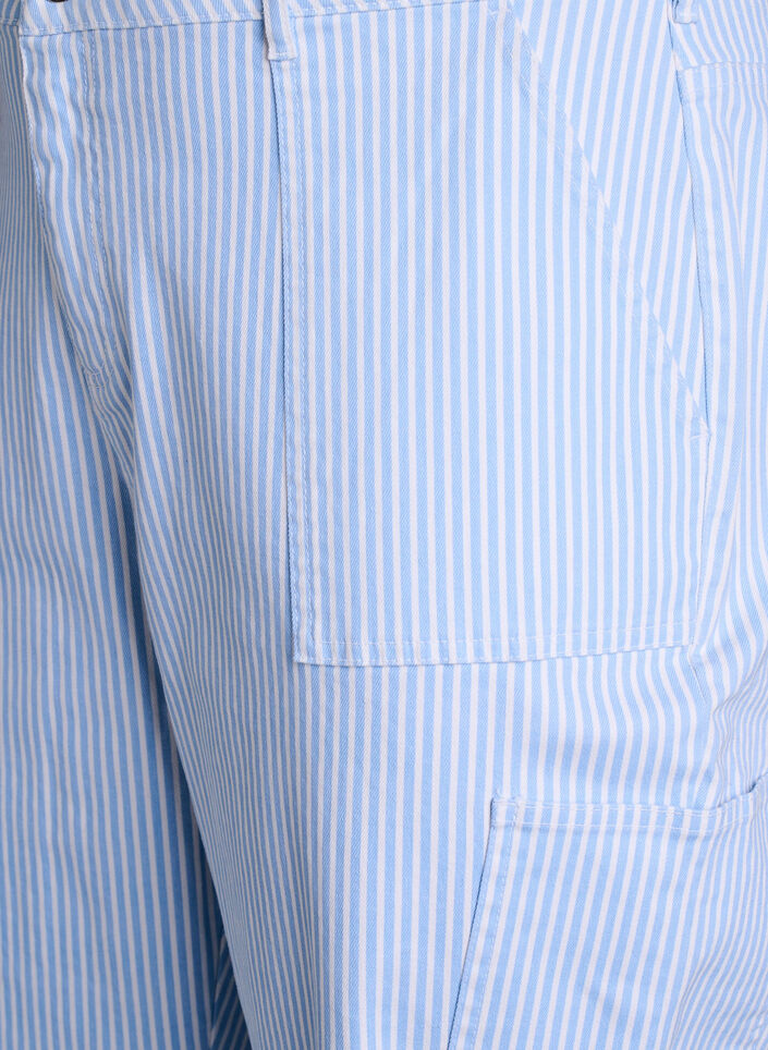 Hoog getailleerde gestreepte cargo jeans, Blauw, Packshot image number 2