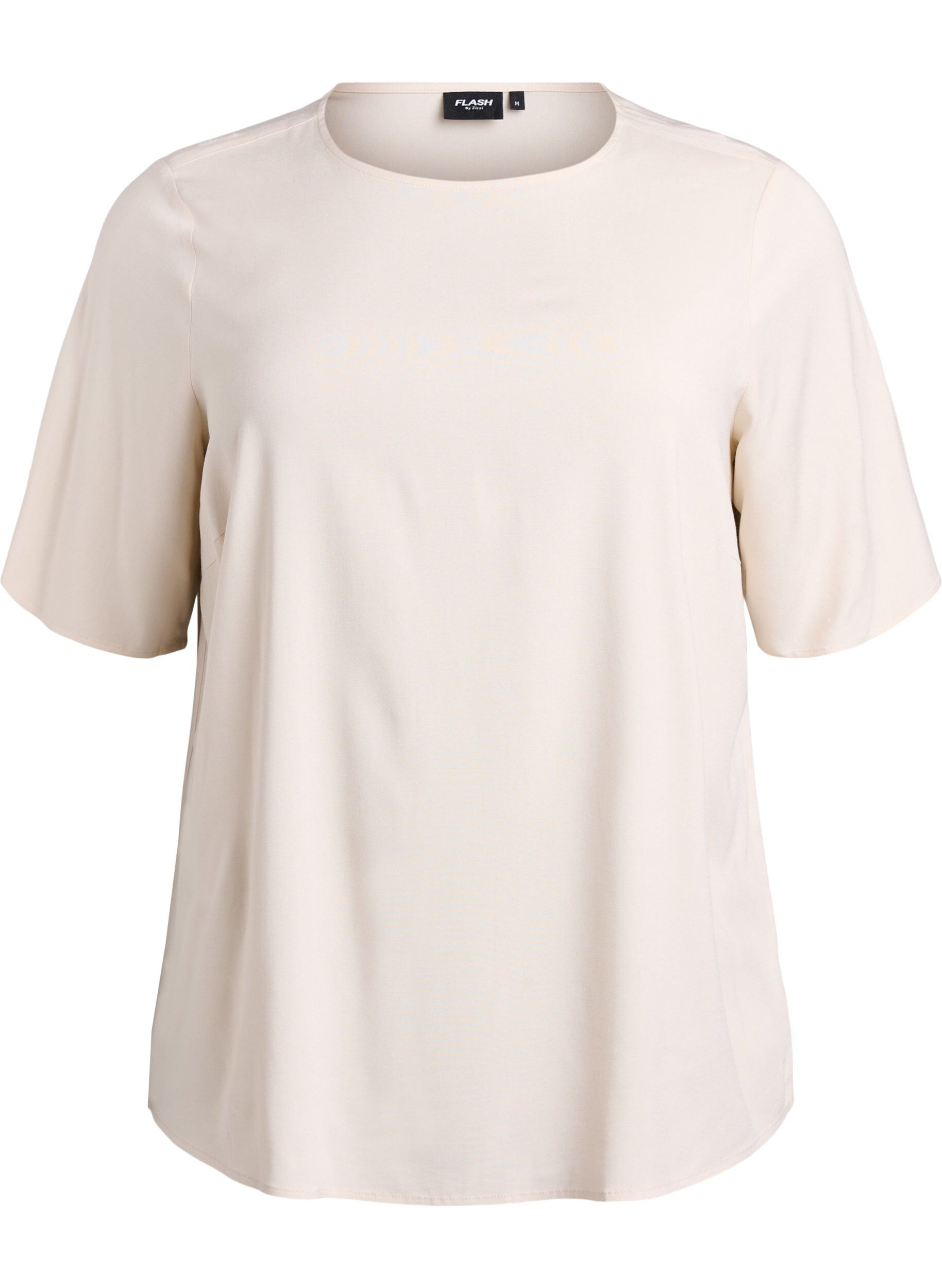 ZizziFLASH - Geweven blouse met korte mouwen en ronde hals, Beige, Packshot image number 0
