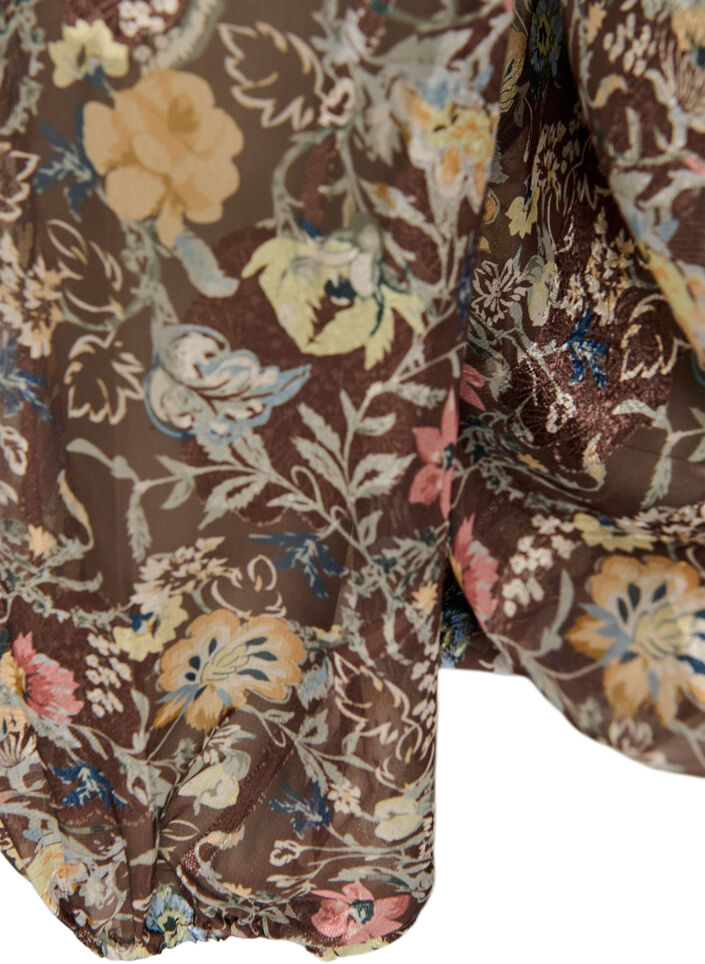 Blouse met bloemenprint en ballonnenmouwen, Bruin, Packshot image number 3