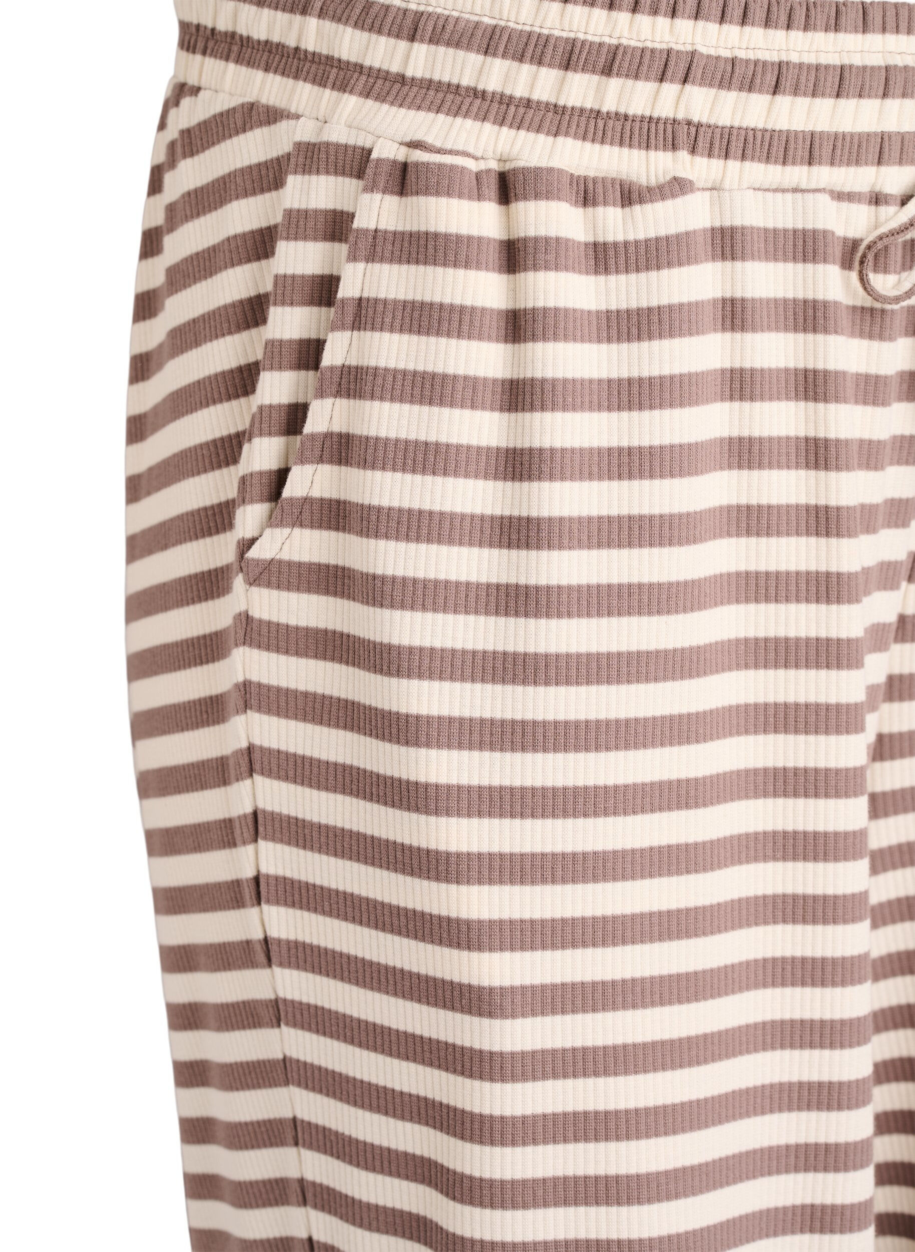 ZizziGestreepte pyjamabroek met een high waist en wijde pijpen, Beige, Packshot image number 2