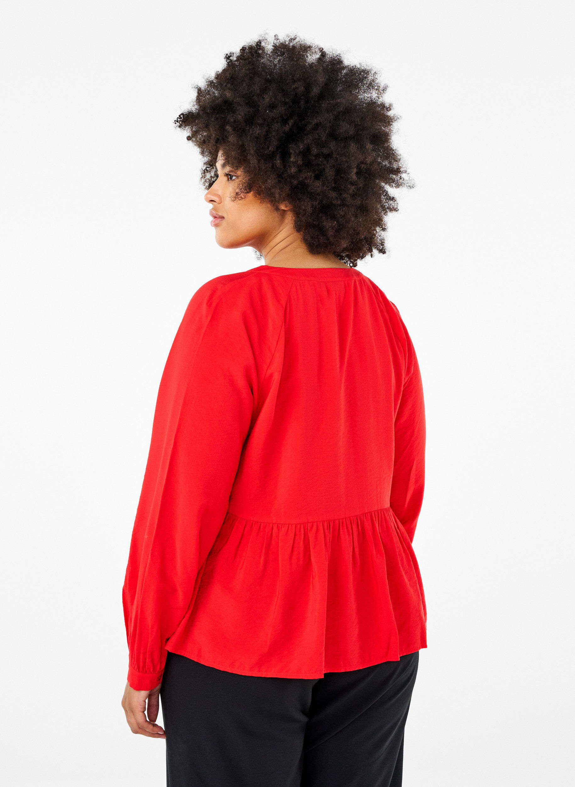 ZizziBlouse met strik en lange mouwen, Rood, Model image number 2