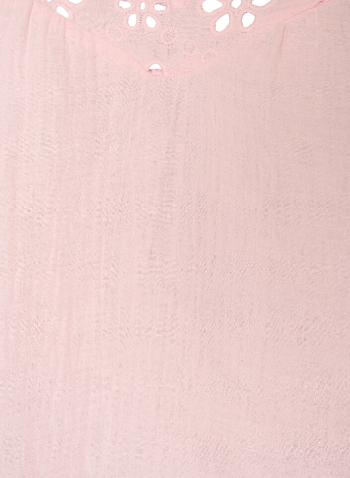 Blouse in katoen mousseline met broderie anglaise en 1/2 mouwen, Roze, Packshot image number 2