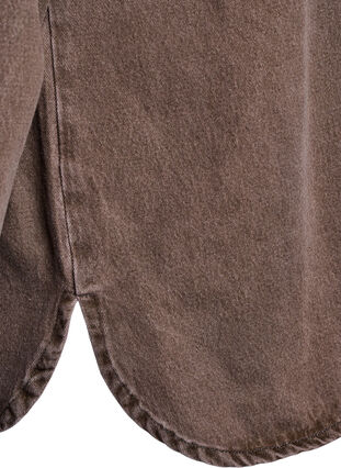 ZizziGekleurde denim shirt met zakken op de borst, Brown Denim, Packshot image number 3
