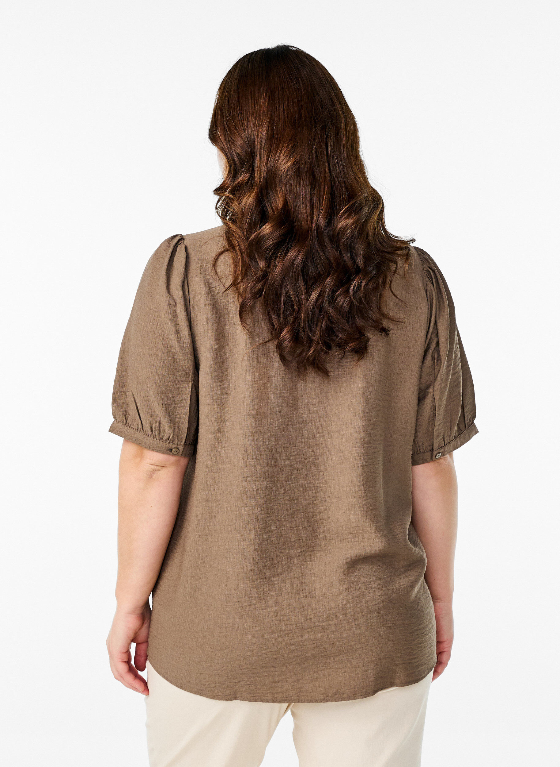 ZizziViscose blouse met 1/2 mouwen, Bruin, Model image number 2