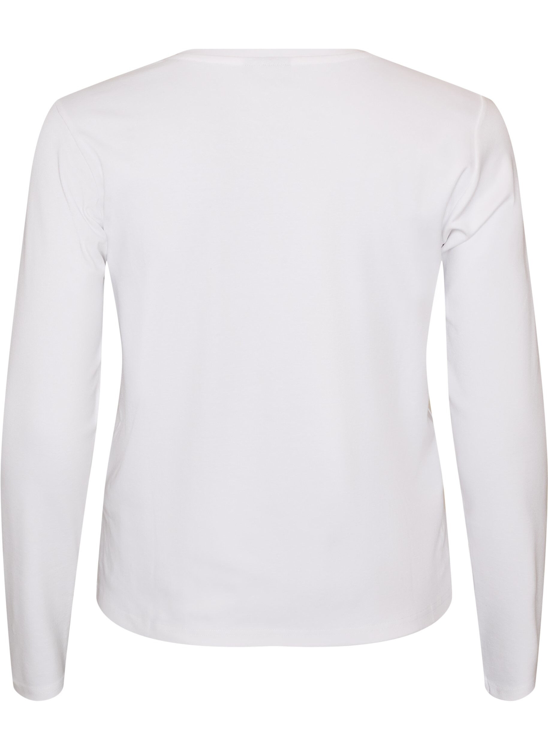 ZizziBasic T-shirt met ronde hals en lange mouwen, Wit, Packshot image number 1