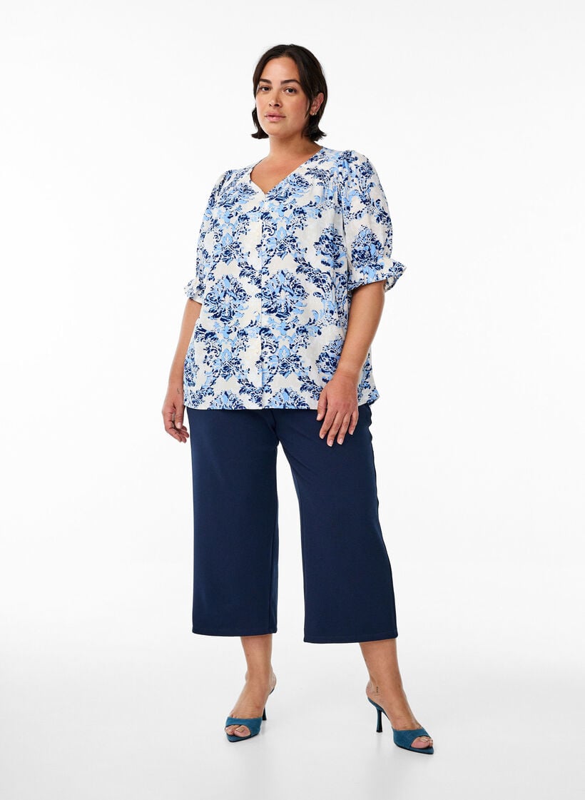 Shirtblouse met 1/2 mouwen, Beige, Model image number 1