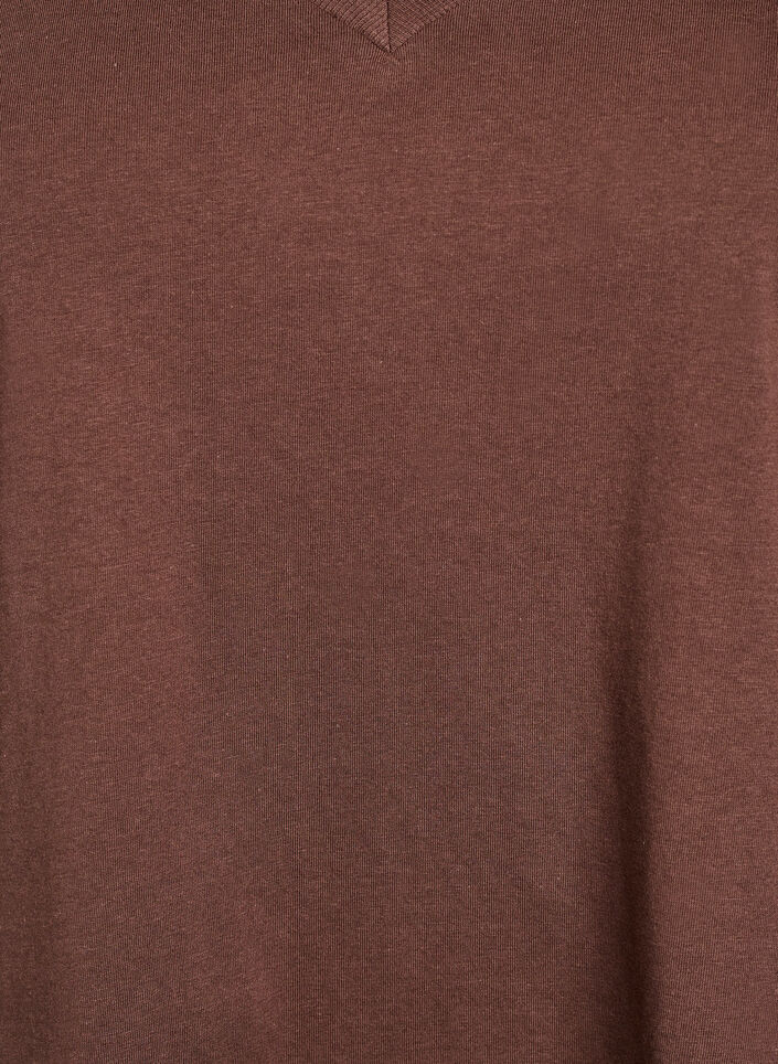 Basis T-shirt van katoen met een V-hals, Bruin, Packshot image number 2