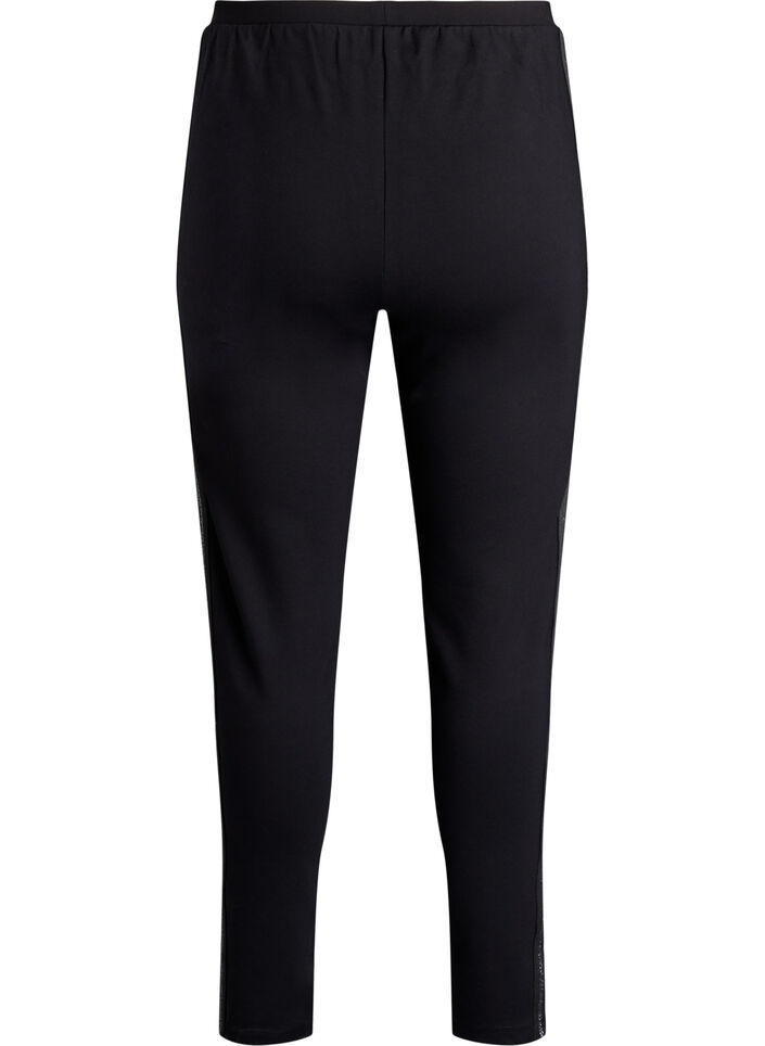 Leggings met glitterstreep en splits, Black, Packshot