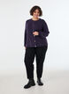 Cardigan in zacht breisel met goudkleurige knopen, Paars, Model image number 1