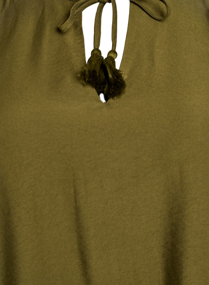 Korte A-lijn jurk met ruches, Groen, Packshot image number 2