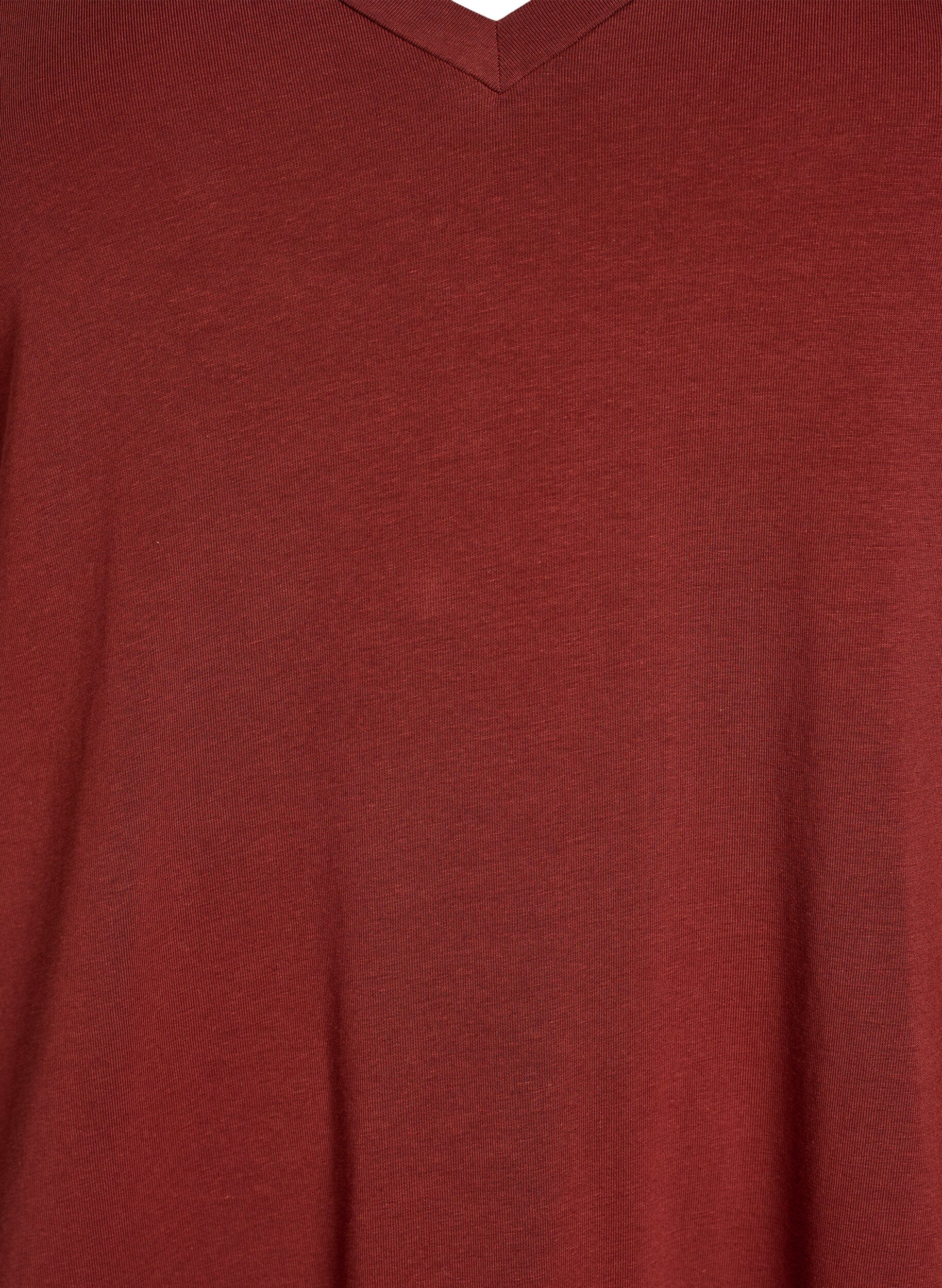 ZizziMidi T-shirt jurk met V-hals, Rood, Packshot image number 2