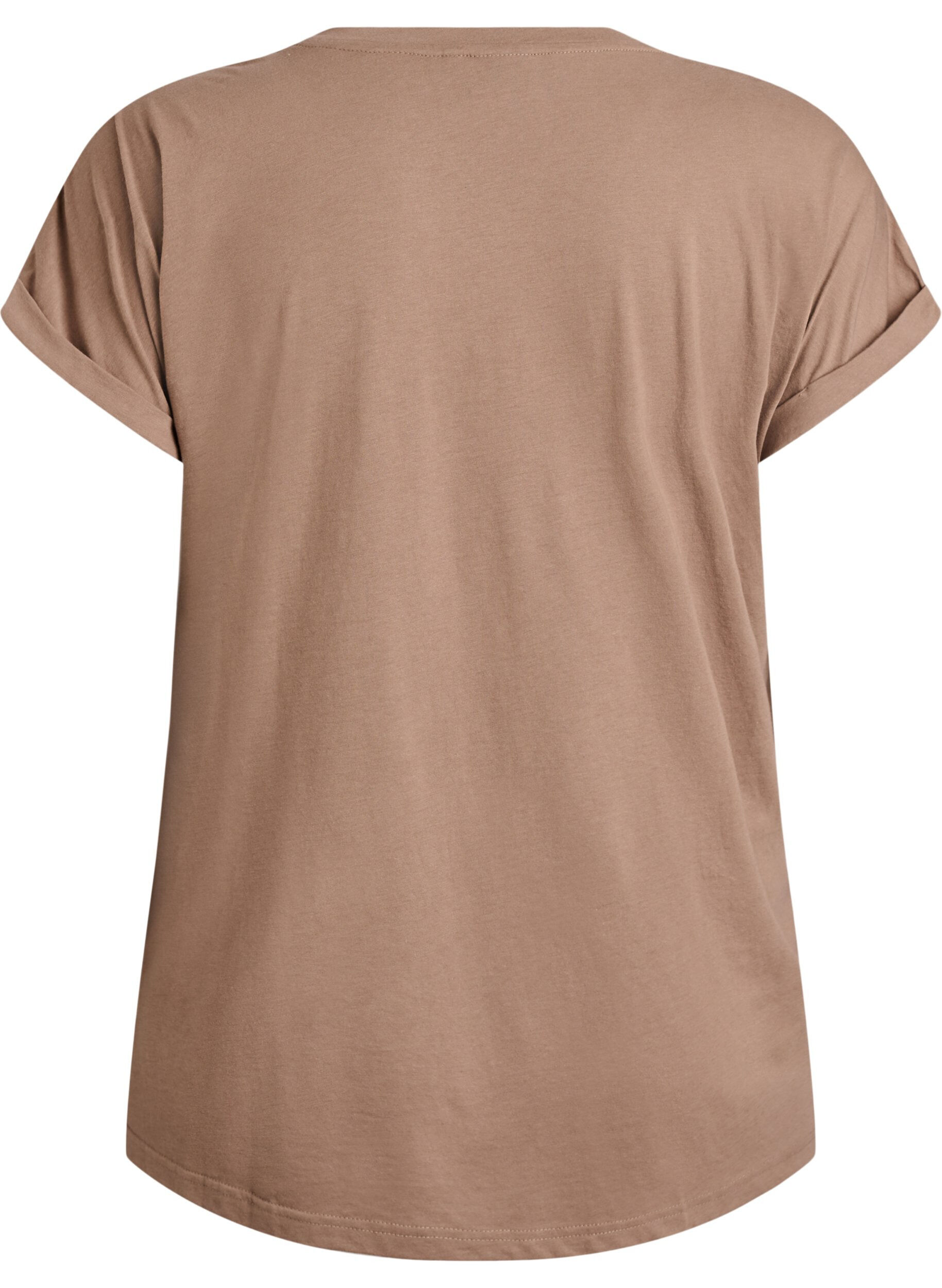 ZizziT-shirt met korte mouwen van katoenmix, Bruin, Packshot image number 1