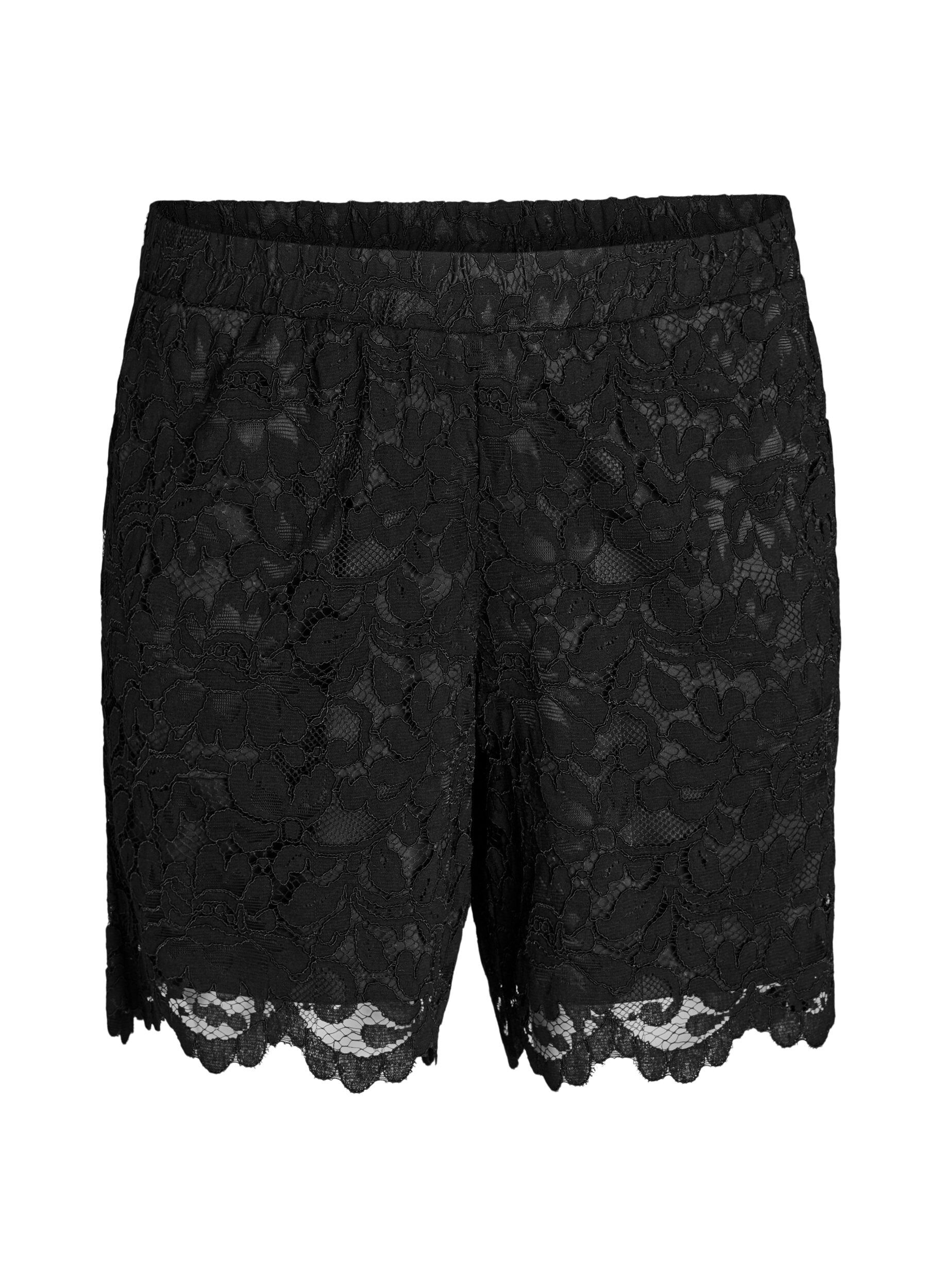 Kanten shorts met hoge taille en zakken