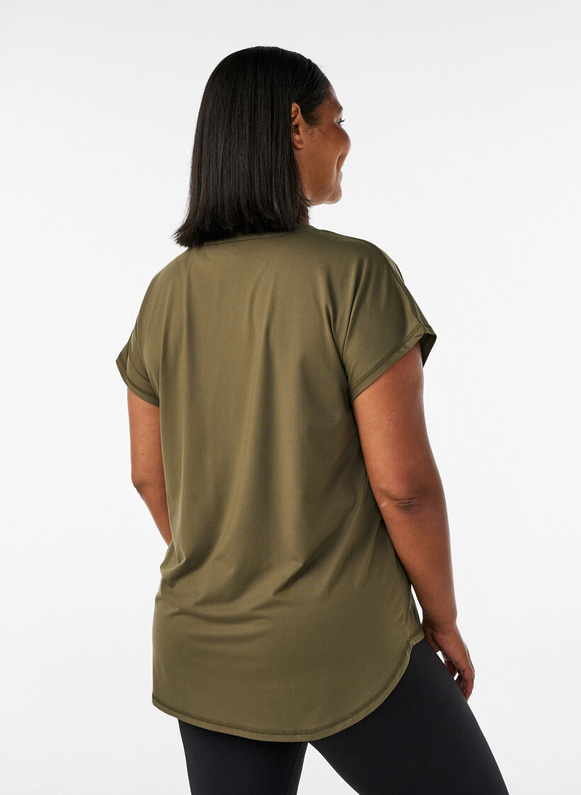 Sportief t-shirt met korte mouwen en v-hals, Groen, Model image number 2