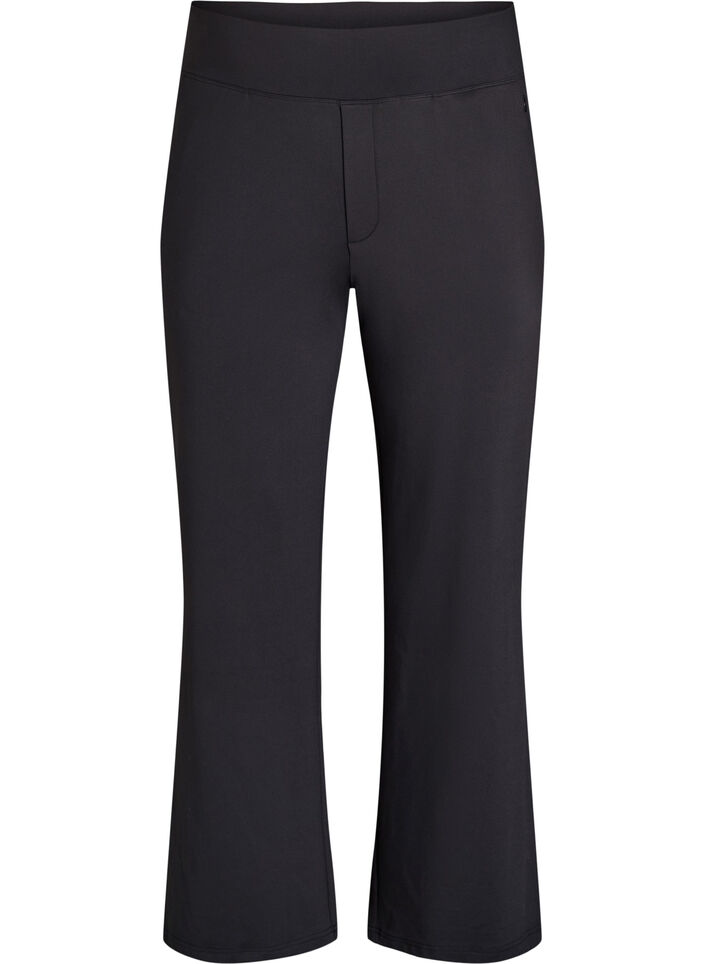 Stijlvolle workout broek met een lichte flare, Black, Packshot