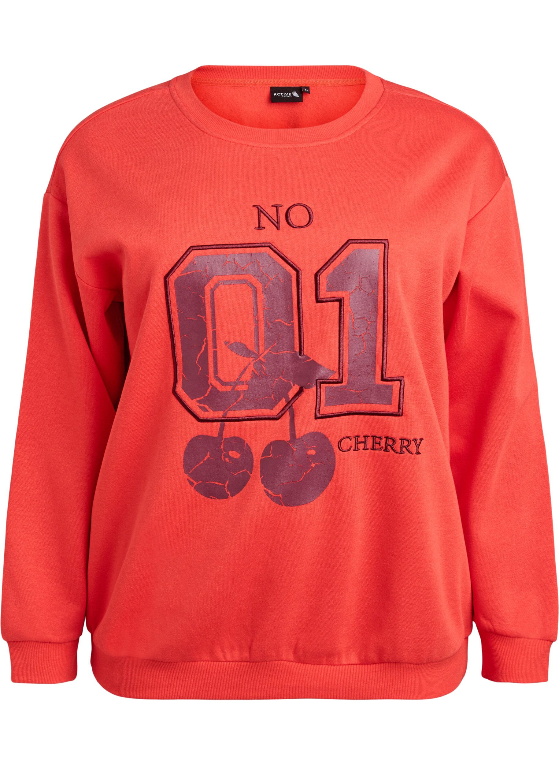 ZizziSweatshirt met motief aan de voorkant, Rood, Packshot image number 0