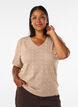 Blouse en maille pointelle &agrave; manches courtes, Beige, Model image number 0