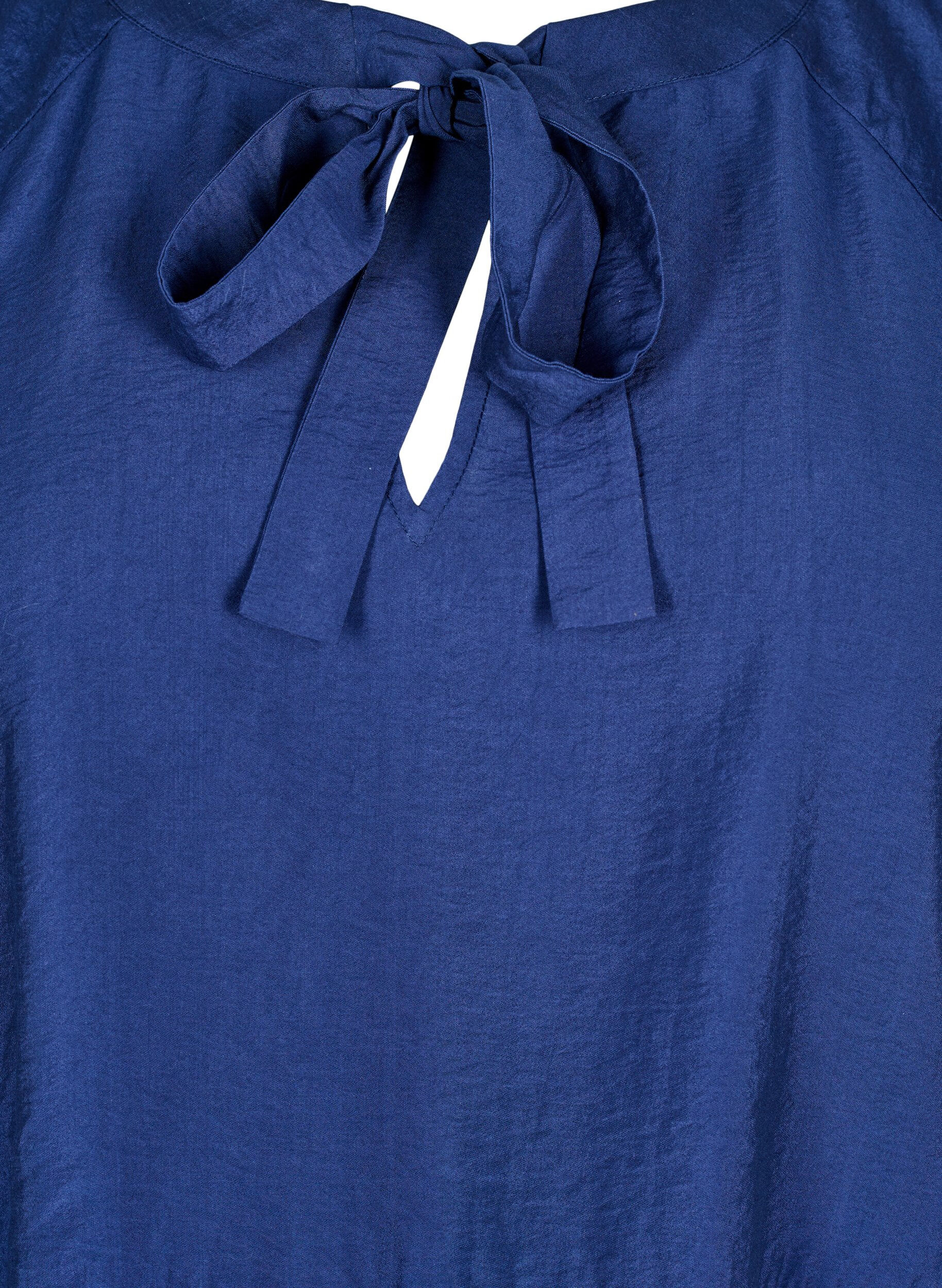ZizziBlouse met strik en lange mouwen, Blauw, Packshot image number 2