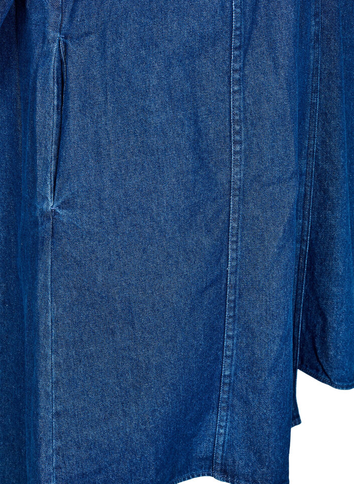 Korte denimjurk met 3/4 mouwen, Blauw, Packshot image number 3