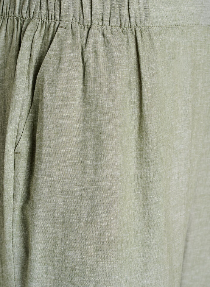 Linnen en viscose broek met losse pasvorm, Groen, Packshot image number 2