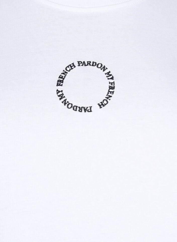 Katoenen T-shirt met borduursel details, Wit, Packshot image number 2