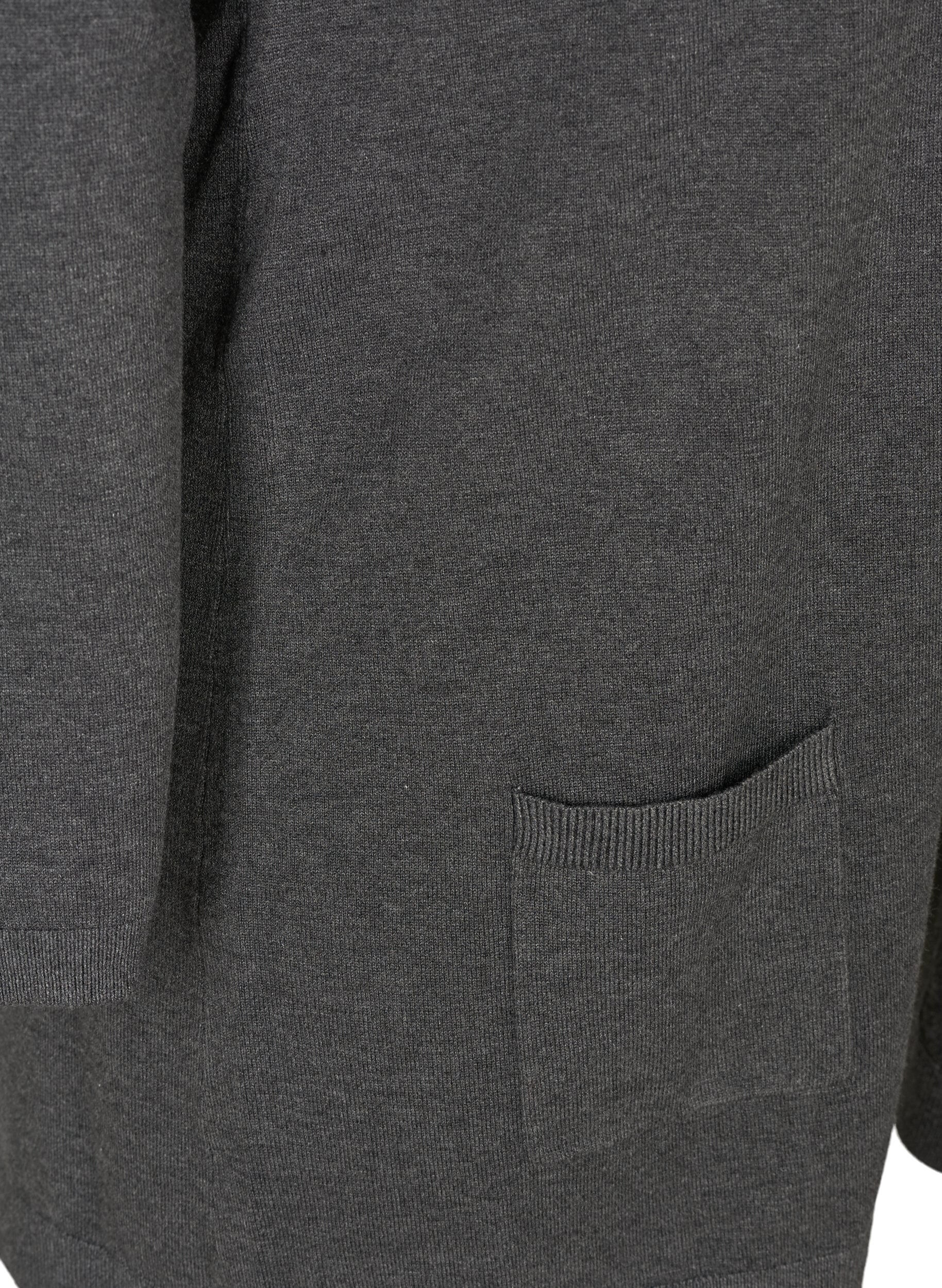 ZizziLang gebreid vest in viscosemix, Grijs, Packshot image number 3