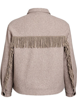 ZizziKorte shirtjas met franjes, Moon Rock Mel., Packshot image number 1
