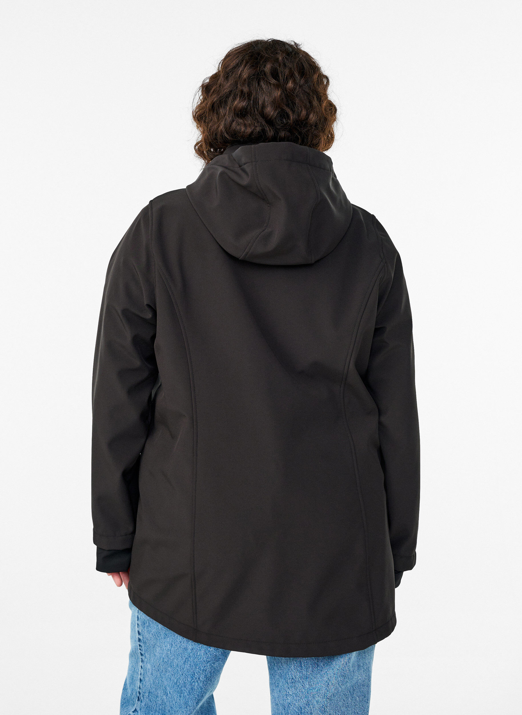 ZizziKorte softshell jas met afneembare capuchon, Zwart, Model image number 2