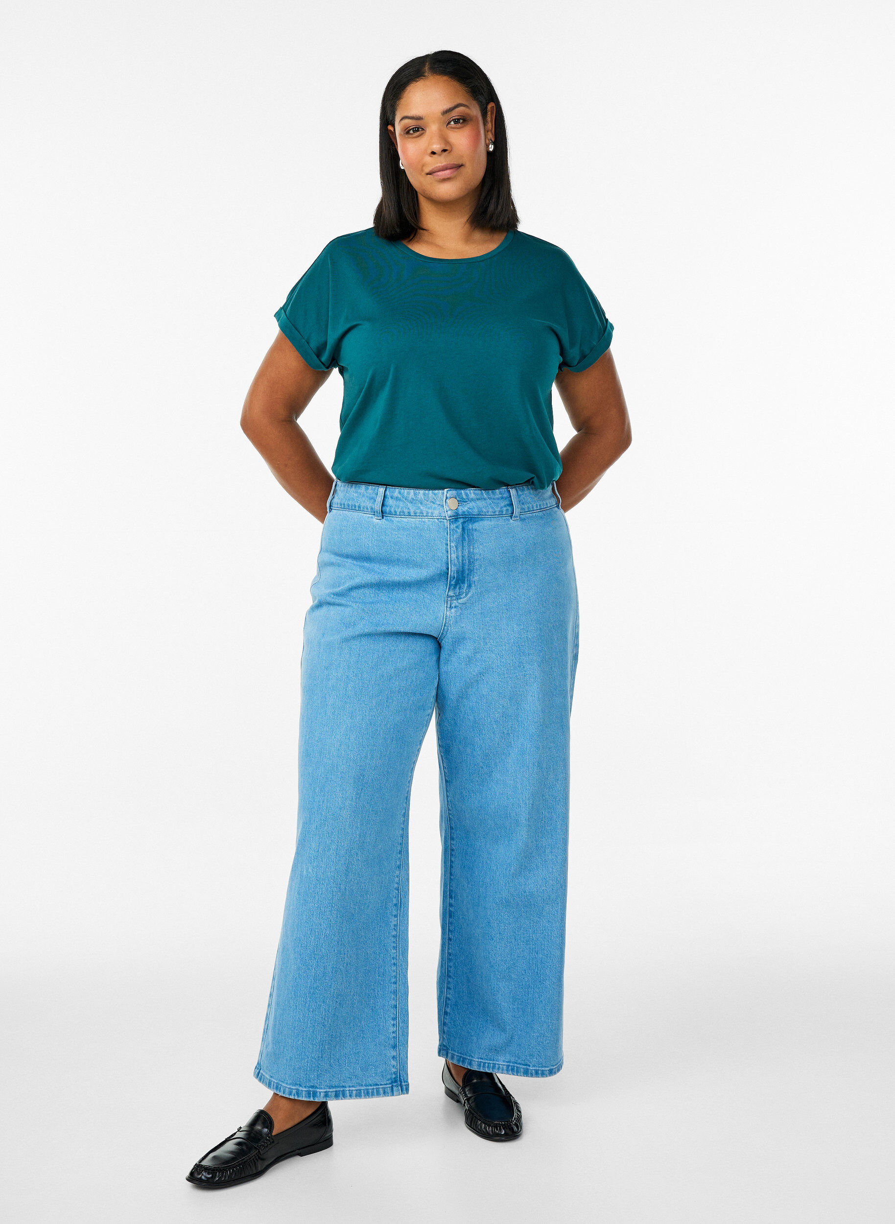 ZizziT-shirt met korte mouwen van katoenmix, Groen, Model image number 1