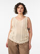 Gebreide top met broderie ajour en V-hals, Beige, Model image number 0