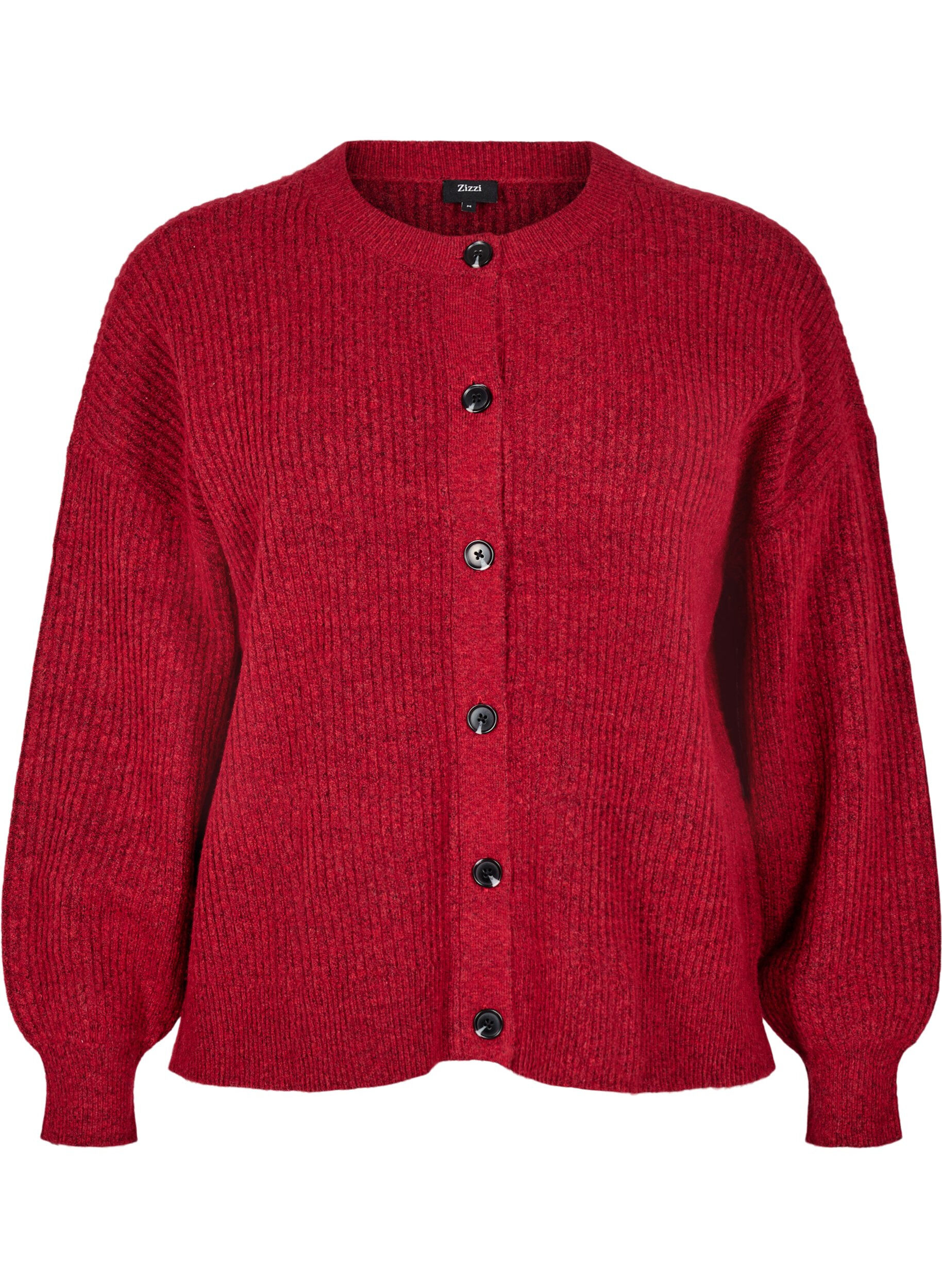 ZizziVest van ribtricot met knopen, Rood, Packshot image number 0