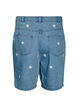 Short en jean taille haute avec broderies florales, Bleu Clair, Packshot image number 1