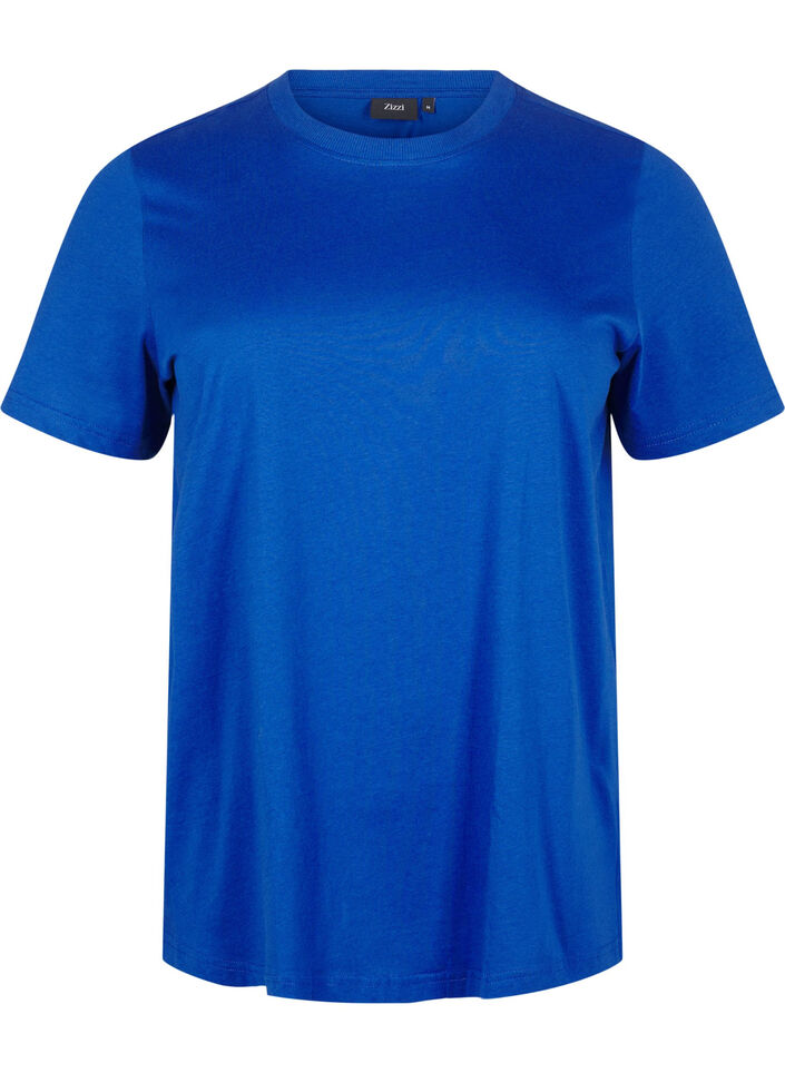 Basic katoenen T-shirt met ronde hals, Blauw, Packshot image number 0