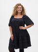 Korte corduroy jurk met vierkante halslijn, Zwart, Model image number 0
