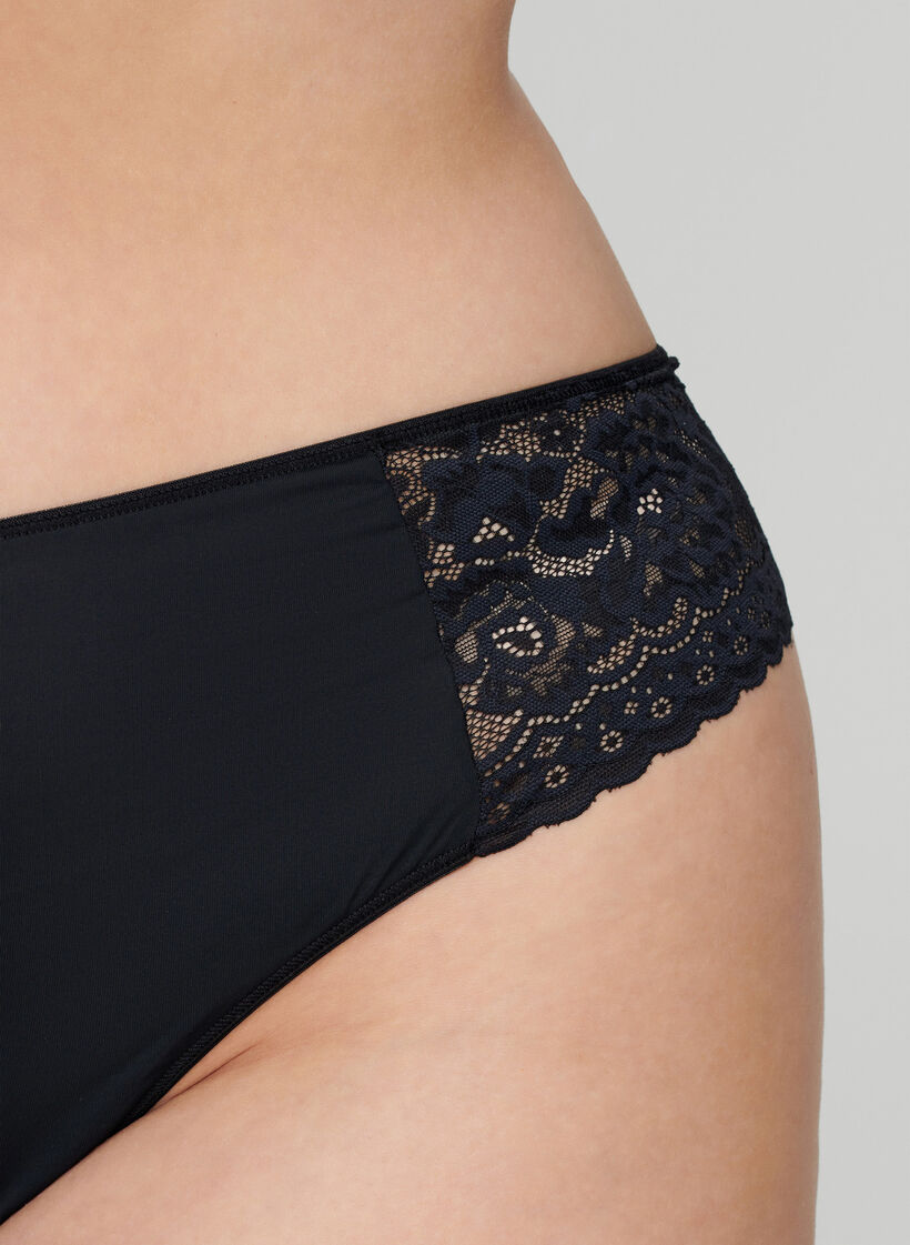 3-pack g-string met kanten rand, Black, Model