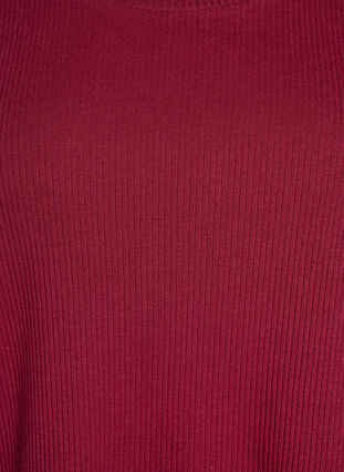 ZizziGeribde jersey blouse met korte mouwen, Donker Bordeaux, Packshot image number 2